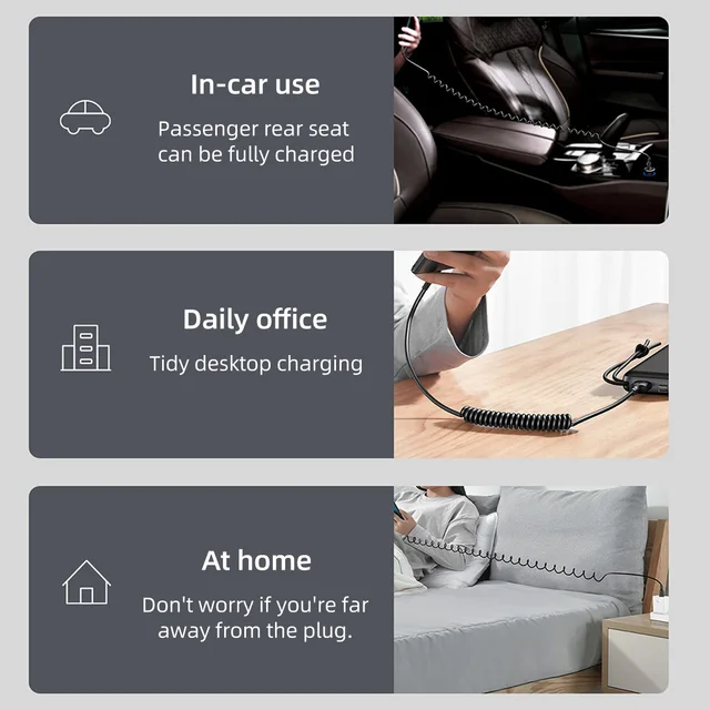 다목적 고속 충전을 위한 편리하고 내구적인 차량용 USB-C 충전 케이블