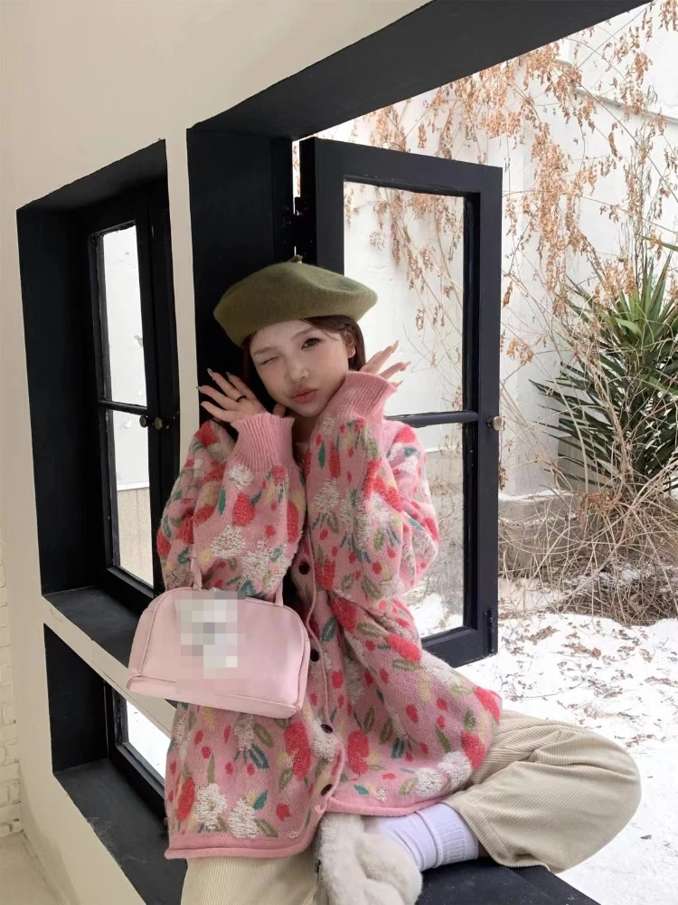 O넥 크롭 가디건, 한국 패션, 스플라이스 니트웨어, 우아한 오피스 레이디 여성 의류, 2024 용수철 가을 신상