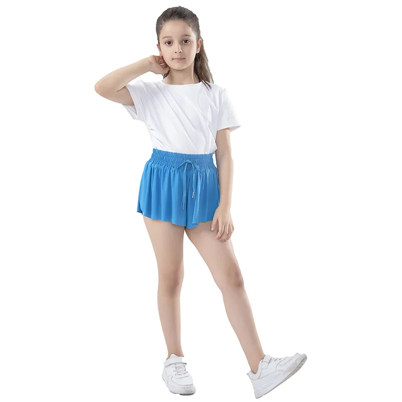 Children Flowy Shorts Girls Athletic Gym Running Biker Sports Shorts Preppy Youth Butterfly Shorts Comfort Tennis Skirt Summer 2