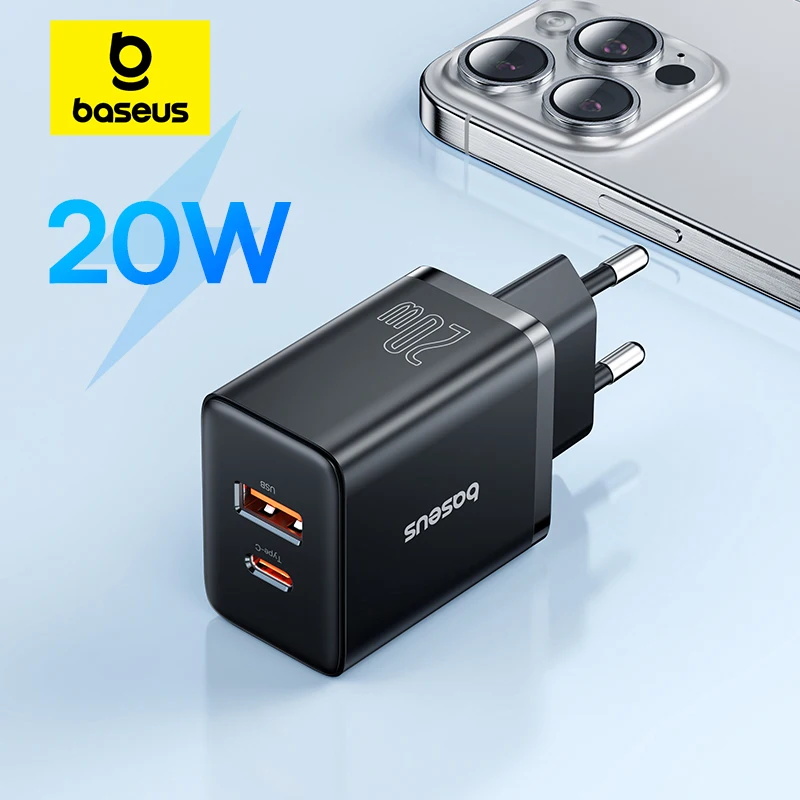 Baseus 20W USB Charger Support Type C PD Fast Charging Dual USB Port Portable Phone Charger For iPhone Pro Max