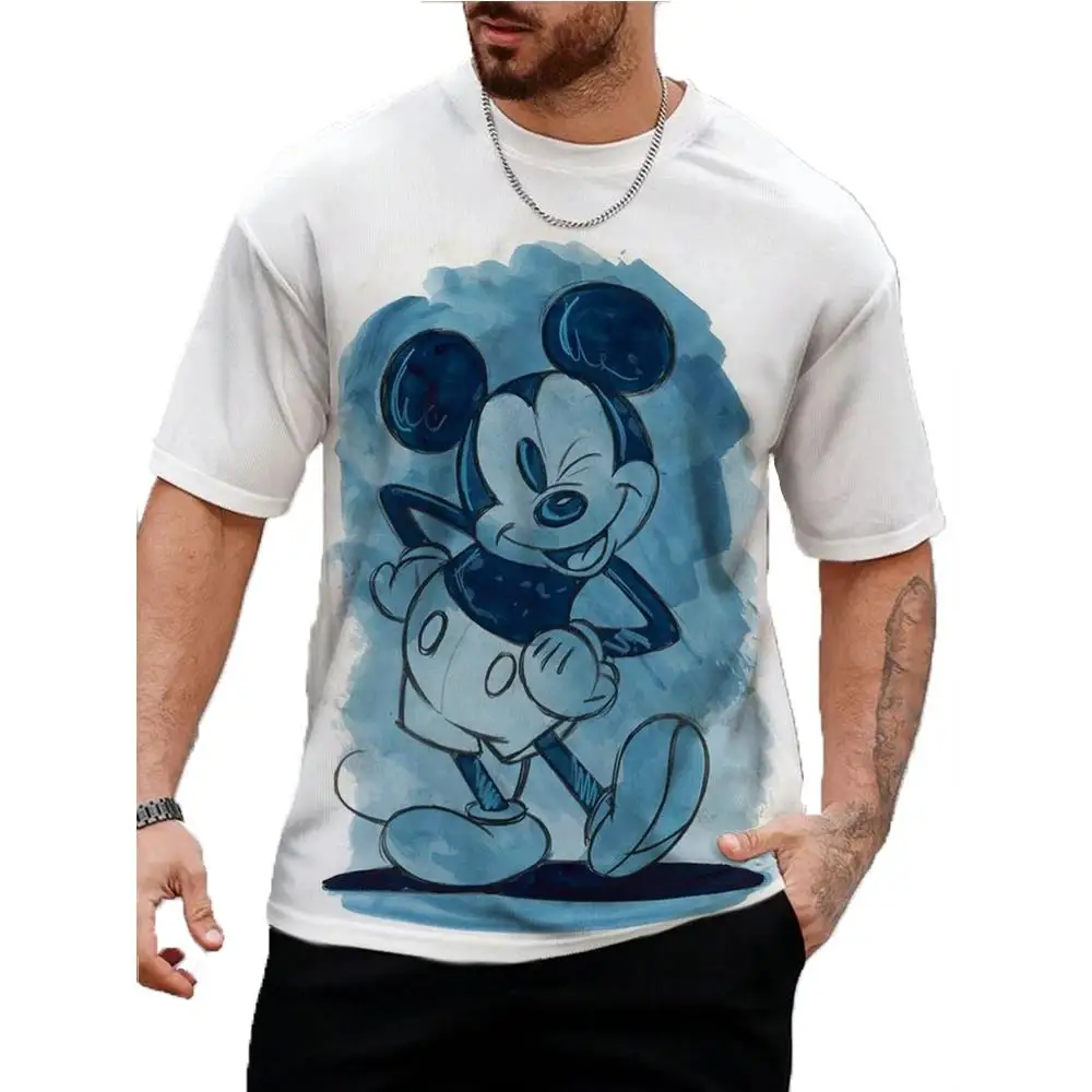 Men Disney Mickey Mouse Print T-Shirt Summer Men's Street Fashion Casual Sports Loose O Neck Quick Dry Short Sleeve Clothing Kid 4