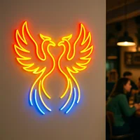 Phoenix Neon Sign,Firebird Art Sign,Bird Led Sign Pair of Phoenixes LED Decor, Phoenix and Feathers Neon Decor,Gift for Her 4