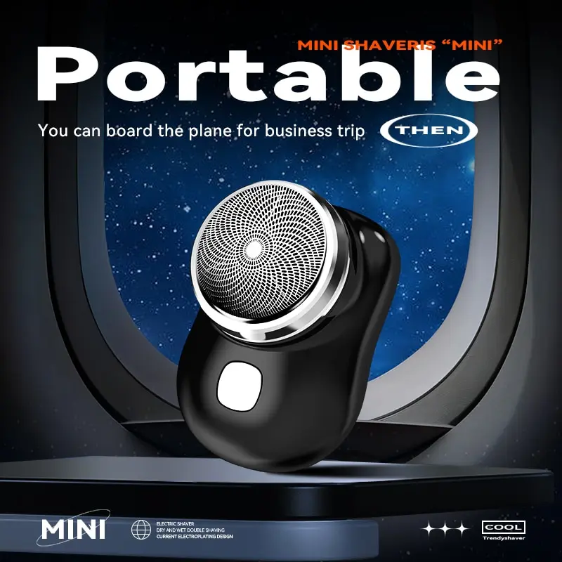 Portable Electric Shaver Mini Heard Trimmer Beard Shaving Reciprocating Cutter Head Rechargeable Knives Razor For Men