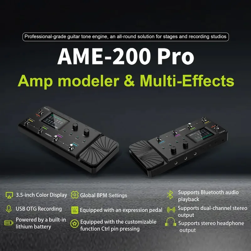 AUDOTA AME-200 Pro マルチエフェクター Audota Ame-200 Pro Multi-Effects Pedal W/ Expression Pedal, 200