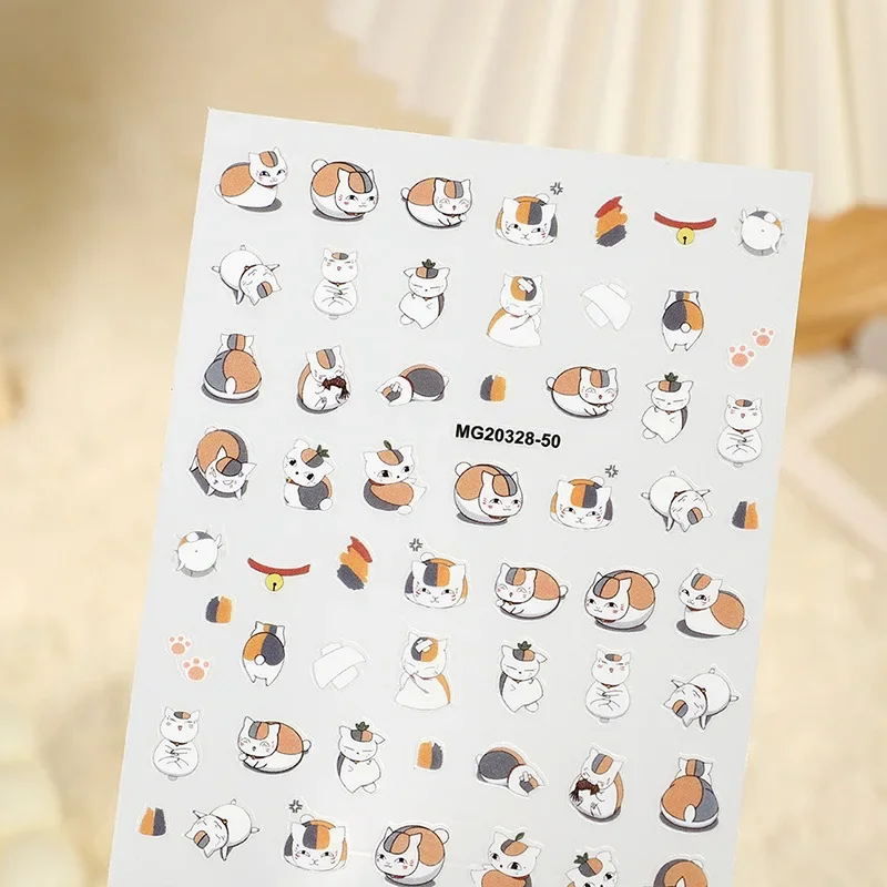 Natsume Cat Sensei Anime Nail Sticker Nyanco Sensei Cute Cat Self Adhesive Kawii Footprint Nail Art Otaku Supplies Manicure