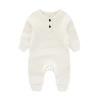 Kiddiezoom Fashion Autumn Winter Unisex Solid Long Sleeve Baby Boy Girl Rompers Cotton Soft Infants Clothing 3