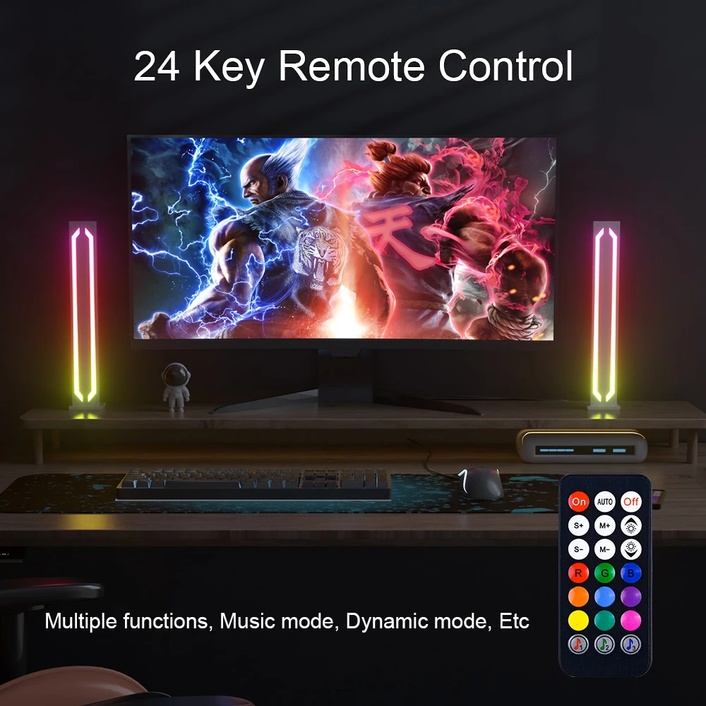 Barra de luz LED RGB, control por voz, aplicación de color, ambiente, música, ritmo, juego, PC, decoración de escritorio