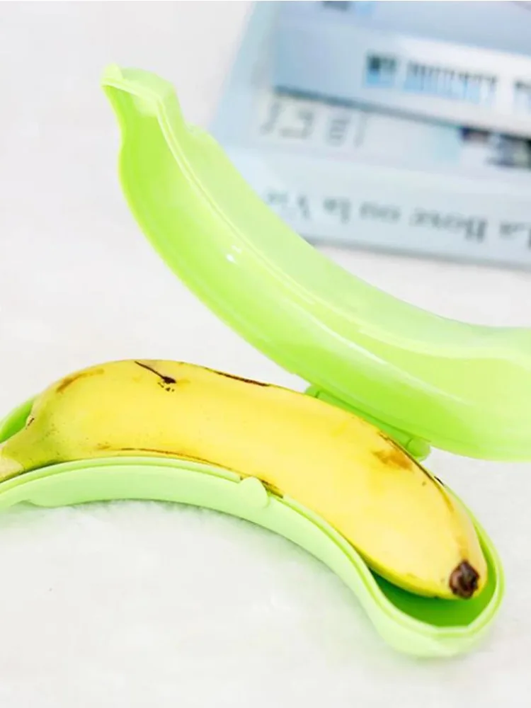 Travel Outdoor Portable Banana Box Fruit Storage Box Plastic Banana Shape Protective Case Three colors