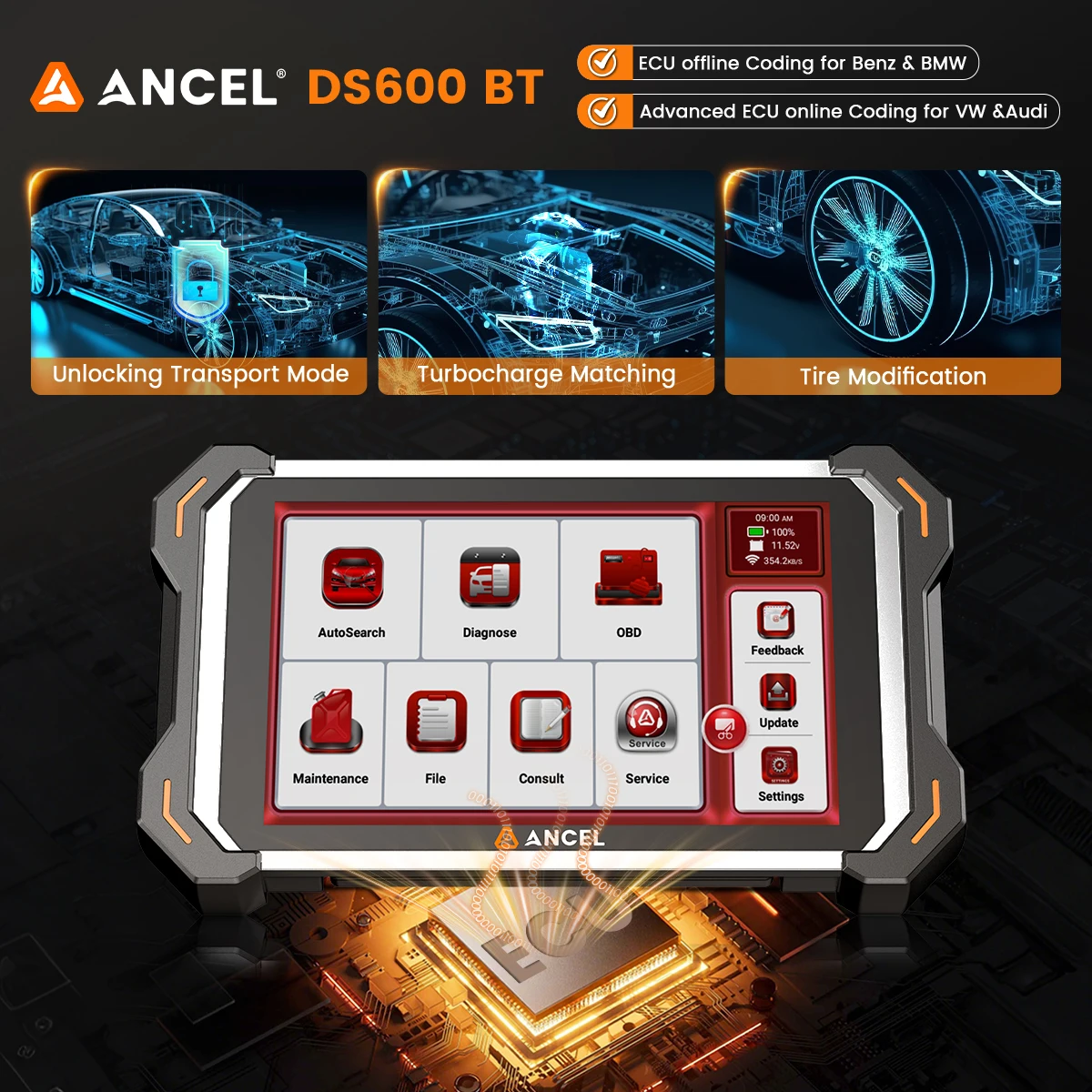 ANCEL DS600BT OBD2-Diagnosetool DOIP CANFD Bidirektionale Steuerung ECU-Codierung 34 Resets lebenslanges kostenloses Update vs. Thinkcar 689BT – Detail 6