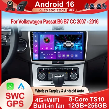 Android 16 Carplay Auto 4G WIFI Per Volkswagen VW Passat B6 B7 CC 2007 - 2016 GPS Auto Radio Lettore Multimediale di Navigazione Stereo