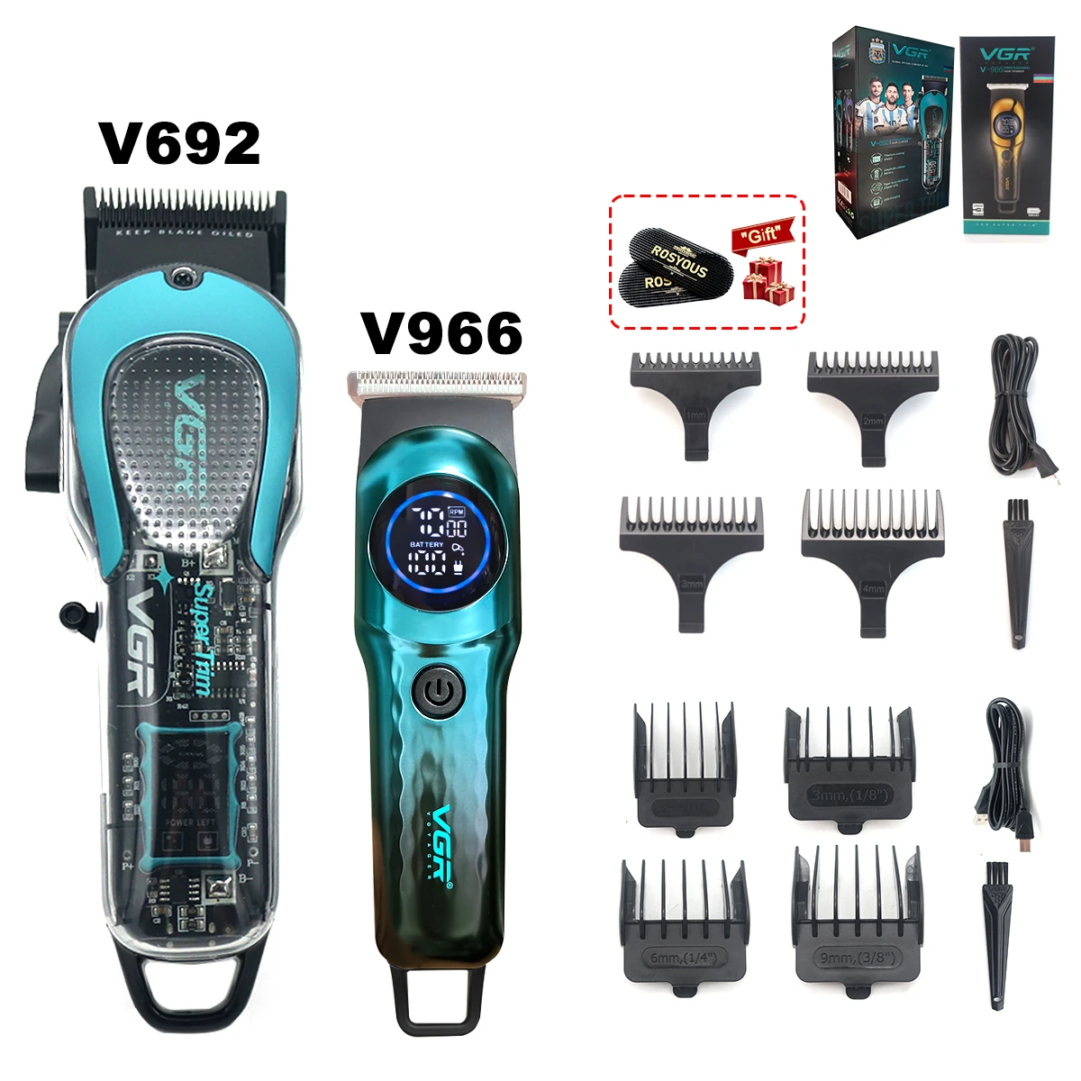 VGR V-966 مقص الشعر المهنية للرجال T-Blade 2 الترو...