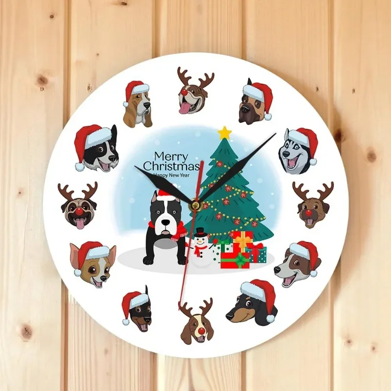 

Christmas Collection Cute Christmas Puppy Pattern Acrylic Wall Clock Home Interior Wall Clock