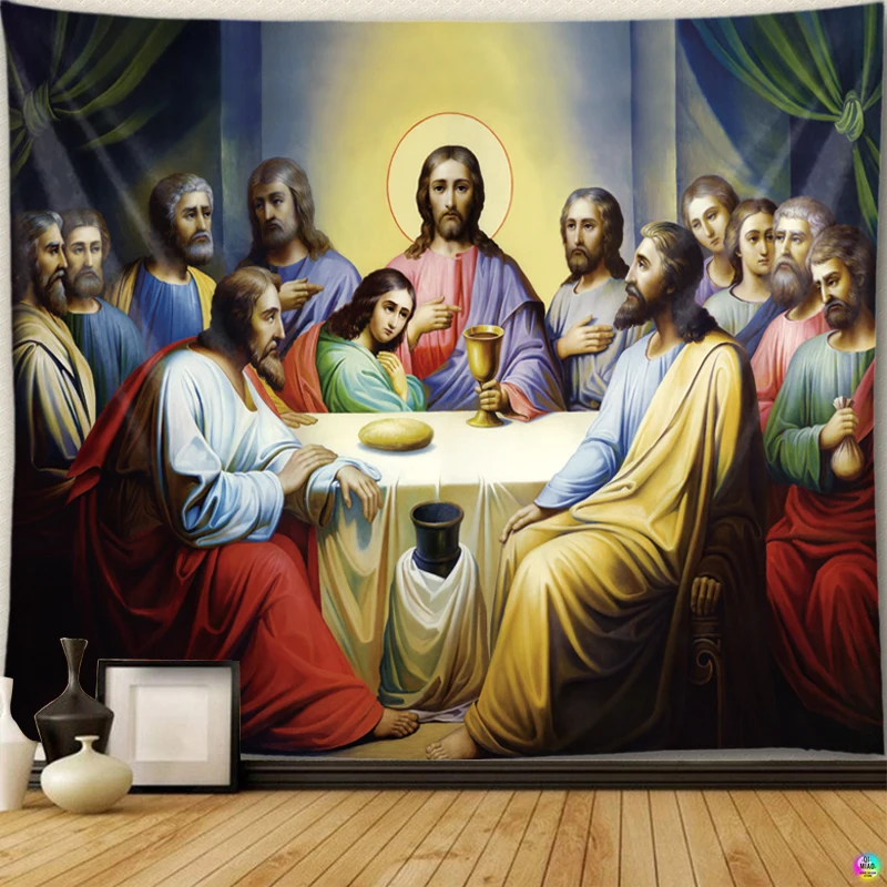 Tapestry Decorations Last Supper Tapestry Christ Jesus Easter Catholic Religion Wall Hanging Room Decor Christmas Decoration Large Fabric Tapestries
