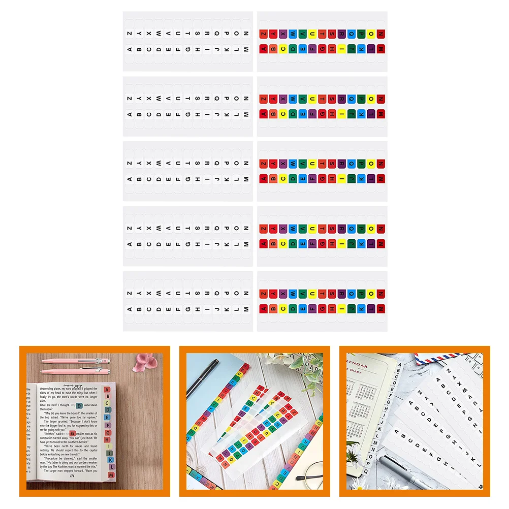 

of Colored Book Stickers Small Sticky Tabs Notepad Page Markers Alphabet File Guides Tabs