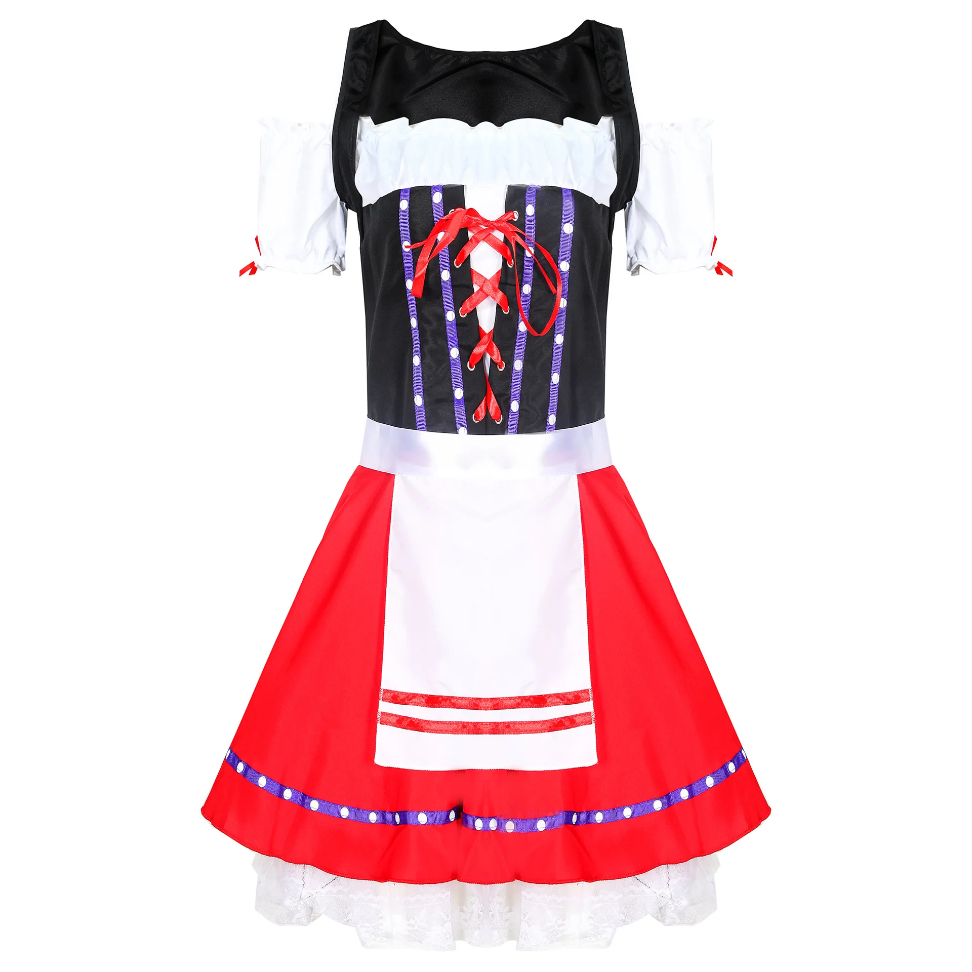 Women's Classic Bavarian Oktoberfest Dress Beer Festival Maid Tavern Wench Waitress Outfit Costume for Halloween Cosplay