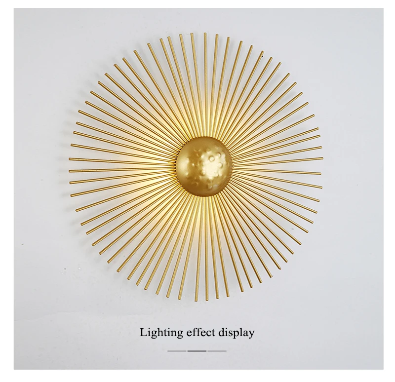 Gold Sonne Wandleuchte Home Decor kreisförmige Metall Vintage Wandleuchte für Foyer Schlafzimmer Wohnzimmer Dekoration Zimmer Stimmungslichter – Detail 5