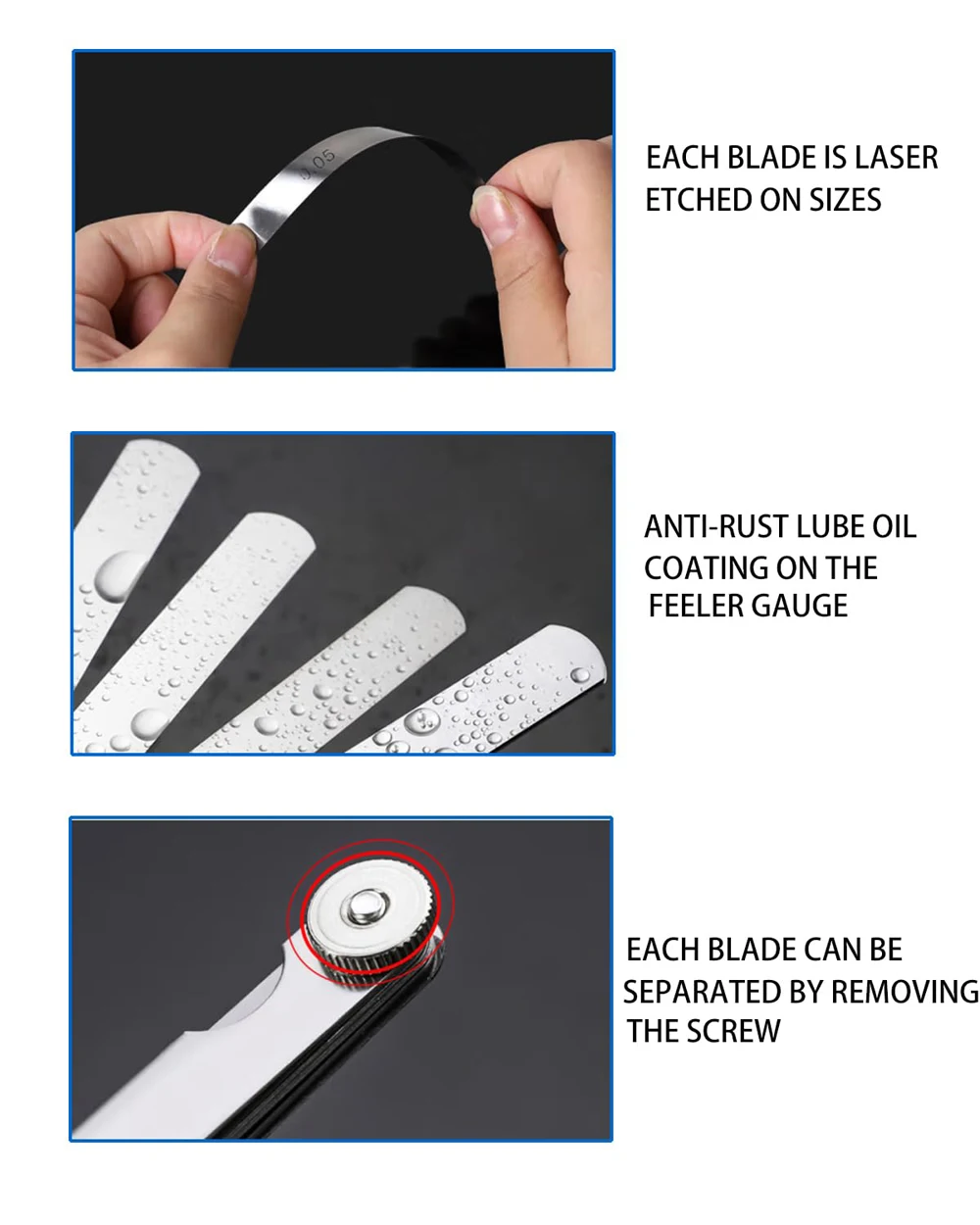 Fühlerlehren-Set 32-teilig - Zündkerzen Abstandsmesser 0,04-0,88mm Edelstahl