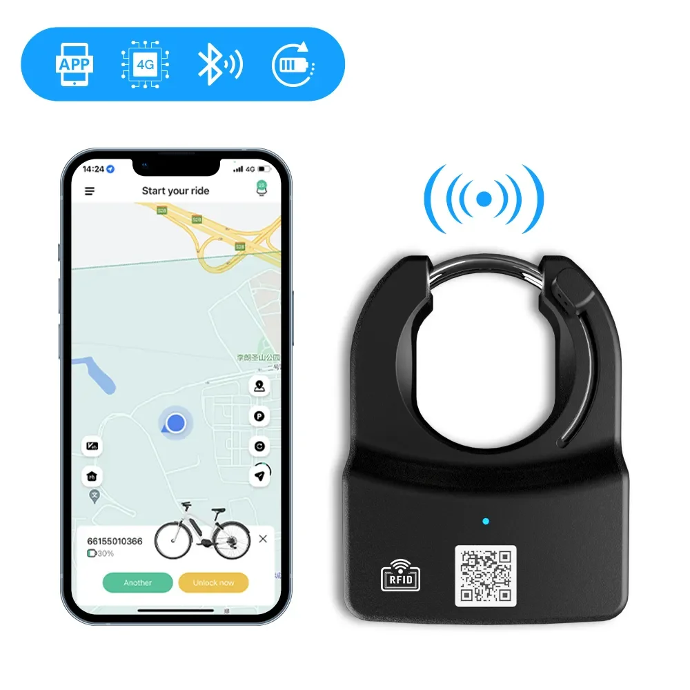 Bike Share QR Unlock IP67 Waterproof Bike Share Smart Lock App Server Control Anti-theft Lock 4g Global Positioning System