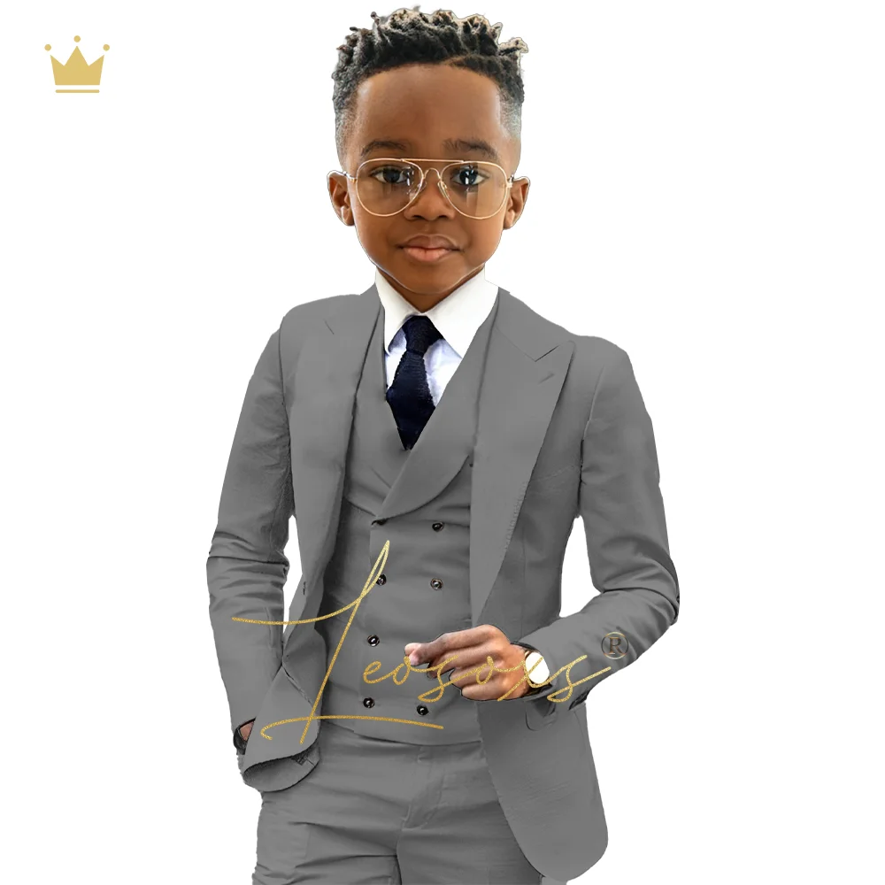 Boys formal suit 3 piece suit jacket collar vest trousers wedding birthday celebration