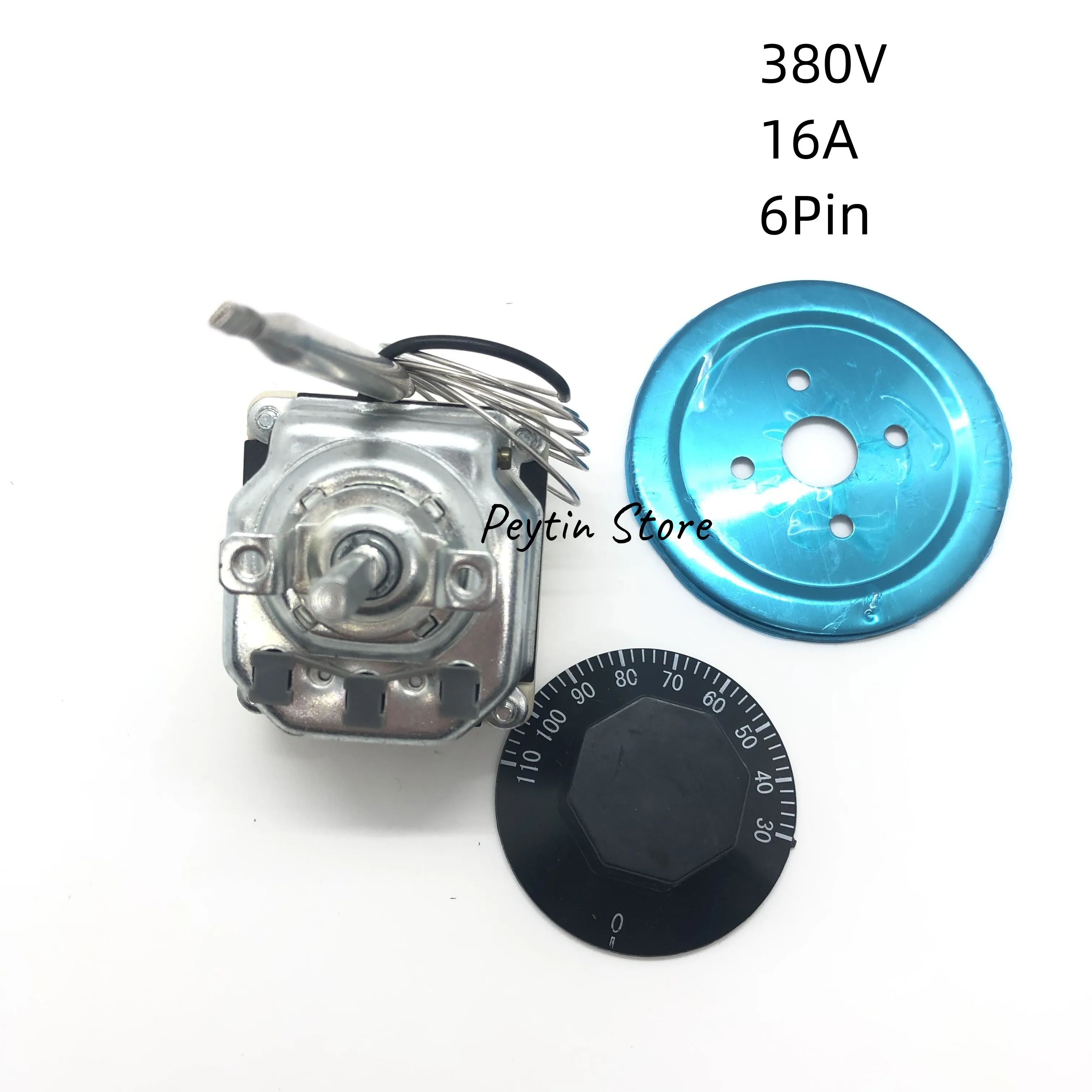 Sonda do Controlador de Temperatura do Termostato Botão Ajustável Trifásico Aquecedor de Tanque de Caldeira Interruptor de Sonda 6-pin 380v 16a 50300c 30110c 1pc