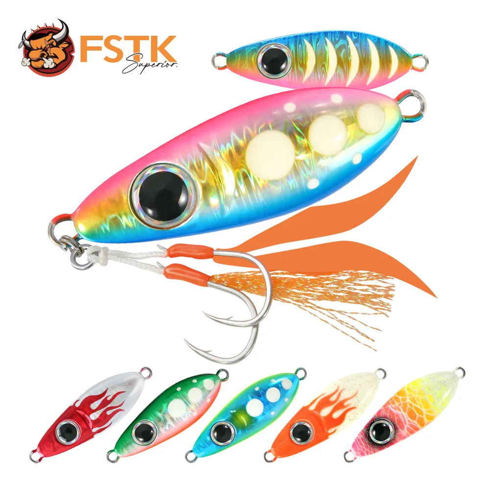 Fstk New Cast Metal Jig Slow Pitch Jig 3040 60G Shore Casting Jigging Spoon Saltwater Jig Esca Artificiale Tonno Saltwater Tackle