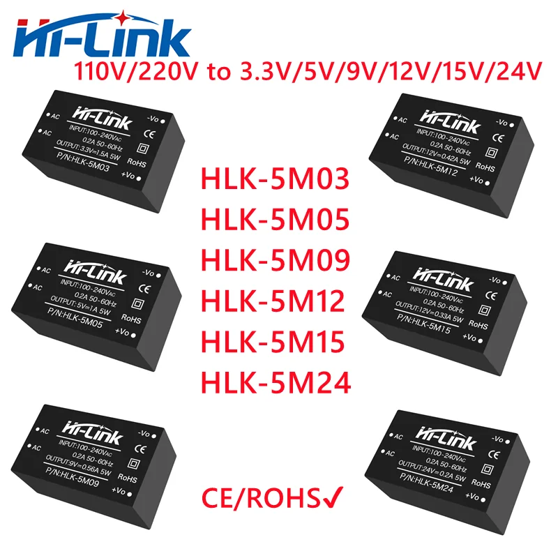 Hi-Link-fuente de iluminación LED para montaje en PCB, módulo aislado de bajo costo, 220V/110V a 3,3 V/5V/9V/12V/24V, salida CE/ROHS