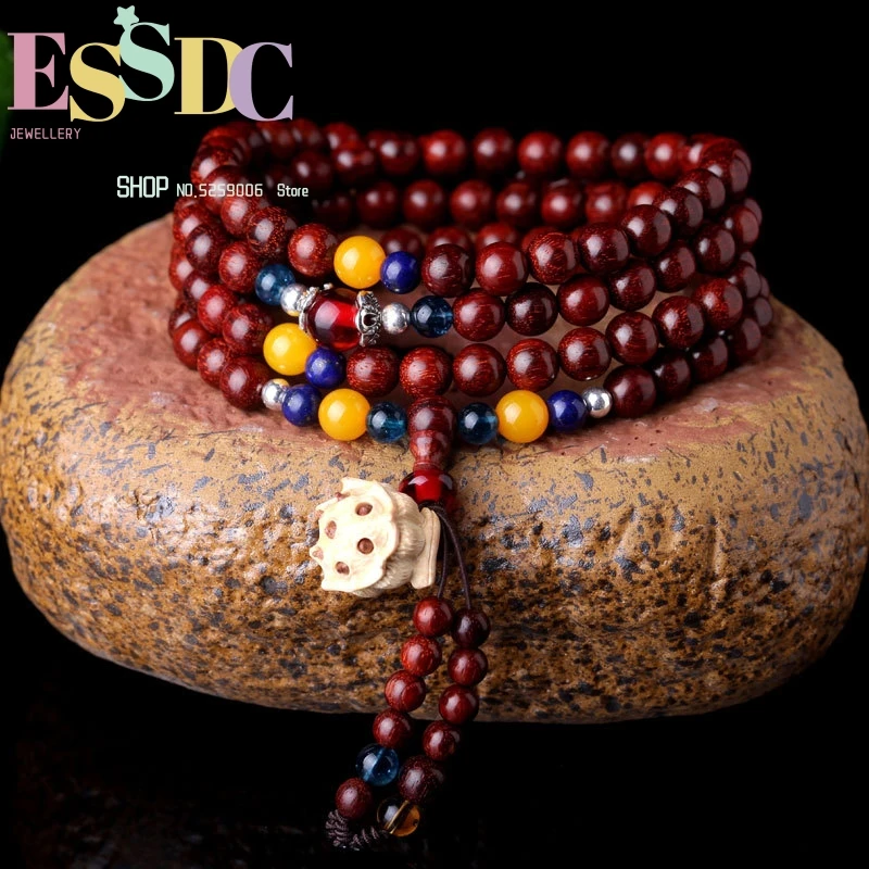 

Wholesale Natural Small Leaf Red Sandalwood Prayer Beads Men And Women Bracelet Jewelry Lotus Accessories