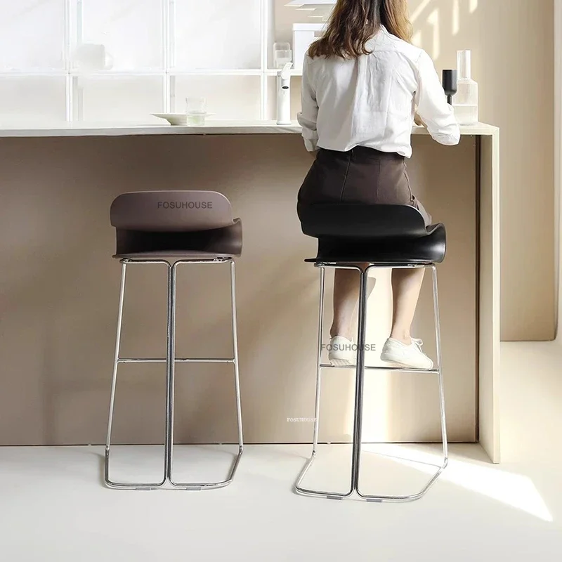 Nordic Iron Bar Chairs Luxury Bar Furniture Home Cafe Back Dining Chair Creative Suspended Design Stool Kitchen Curve High Stool