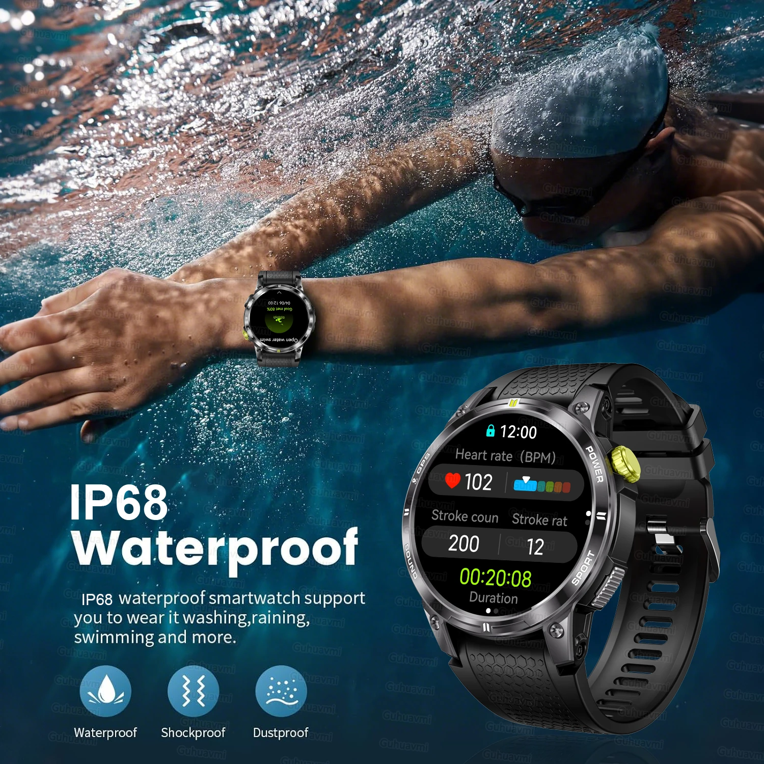 2025 ο GPS Ʈ ð    ȭ Smartwatch ħ IP68  ɹڼ  AMOLED ũ ð
