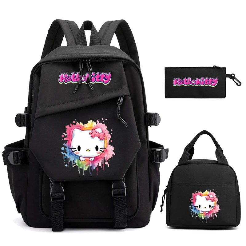 

3 шт./комплект, рюкзак для девочек и мальчиков, с принтом «Hello Kitty»