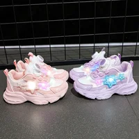 Tennis Shoes LED Children Trainer Girls Casual Sneakers Mesh Breathable Running Shoes Baby Student Non-slip Illuminated Shoes 2