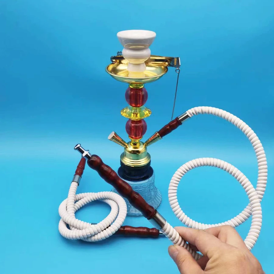 Arabia Hookah Set Small Double Tube Hookah Glass Bottle Ceramic Bowl Hose Water Pipe Bar KTV Shisha Accessories Birthday Gift