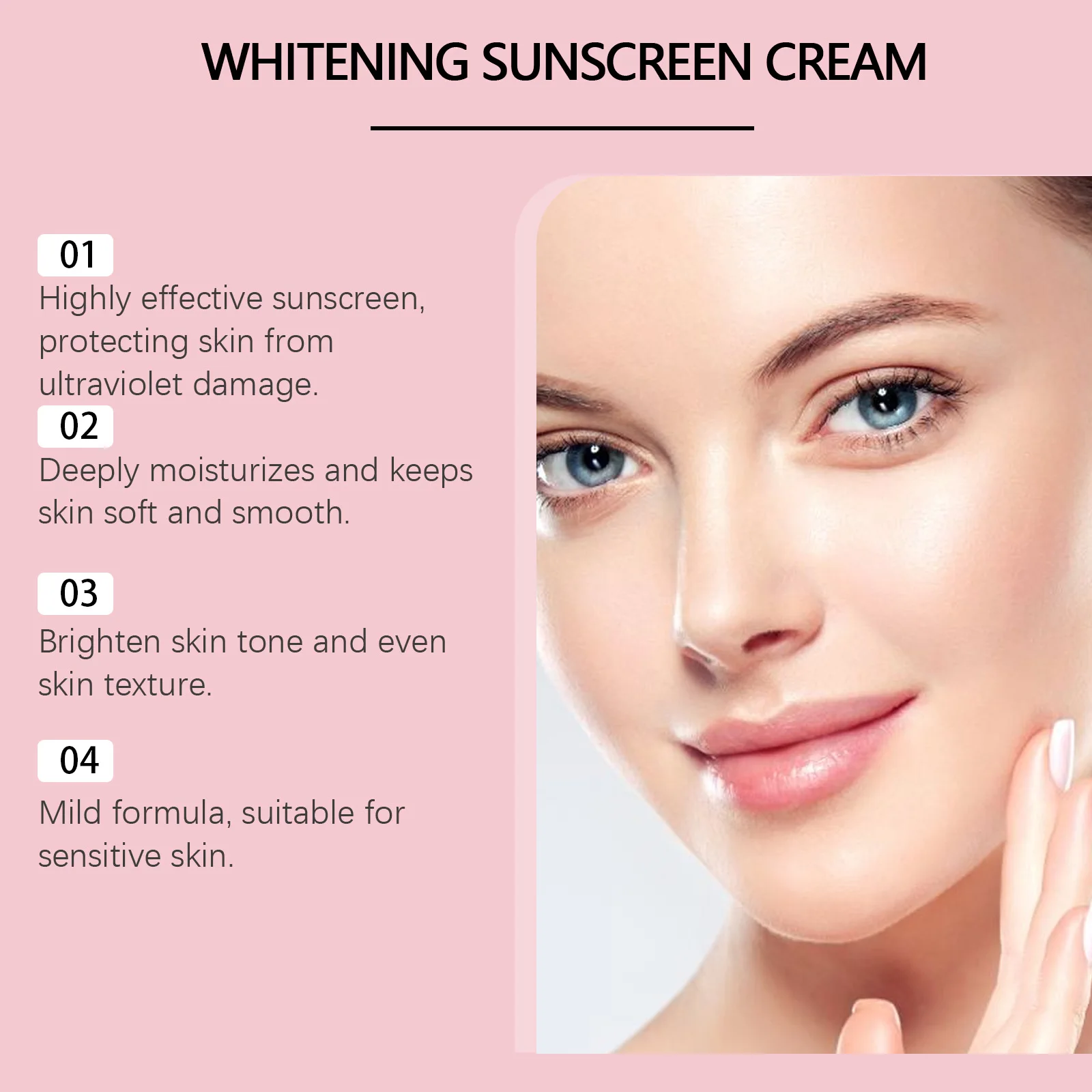 Hyaluronic Acid Sunscreen UV Protection Face Body Moisturize Cream Water Resistant Sunblock Vitamin E Anti Sun Isolation Lotion