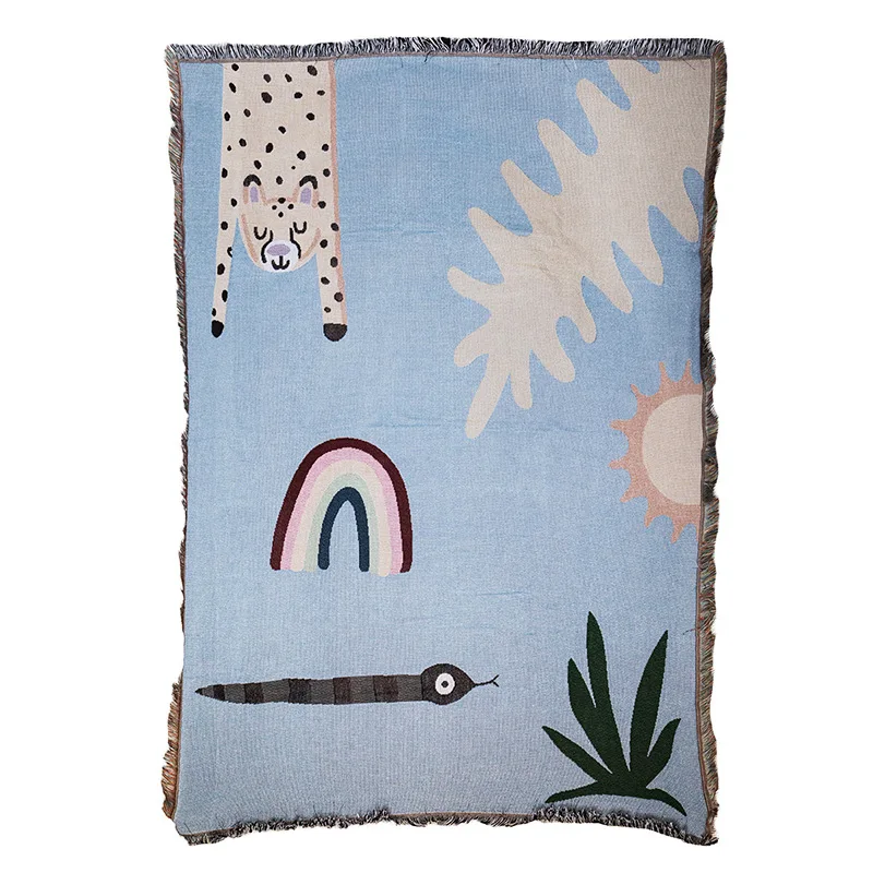 Casual Abstract Blankets Decoration Blue Blanket Carpet Sofa Leisure Single Tapestry Throw |