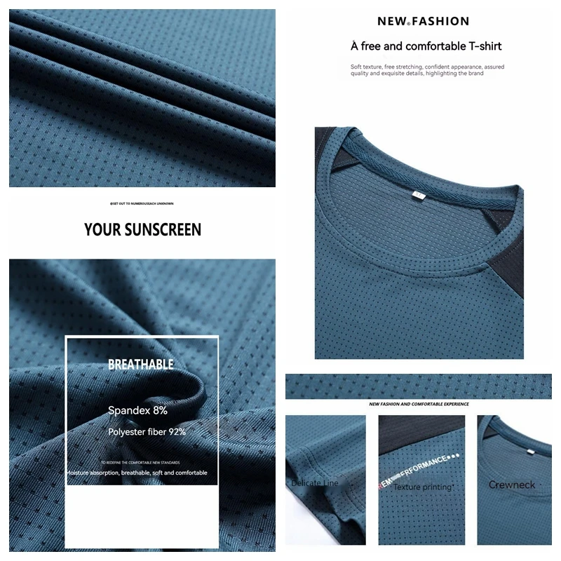 (L-8XL) Ice Silk Quick-Dry Short-Sleeved Men Sport T-Shirt Camping Hiking Fishing T-Shirt Men's Half-Sleeved Fitness Tanks Tops