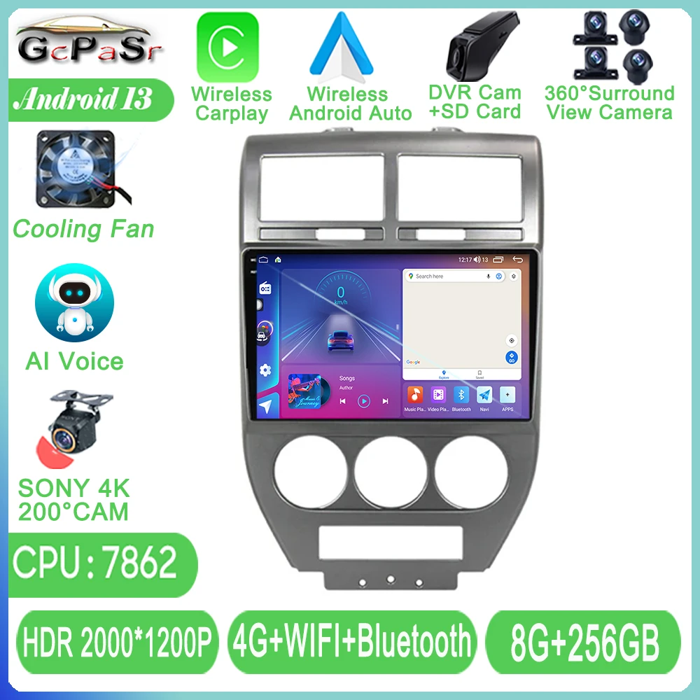

Автомагнитола для Jeep Compass 1 MK / Compass Patriot 2006 - 2010 Android, автомобильное радио, мультимедийный видеоплеер, GPS-навигация, Wi-Fi, разъем 2 DIN