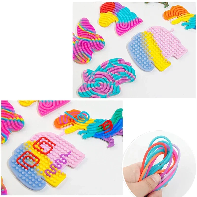 1Set Sensory Activity Board, Duble Sided Design Busy Board for Fine Motor Skill, Silicone Fidget Toy Adults for Travel 6