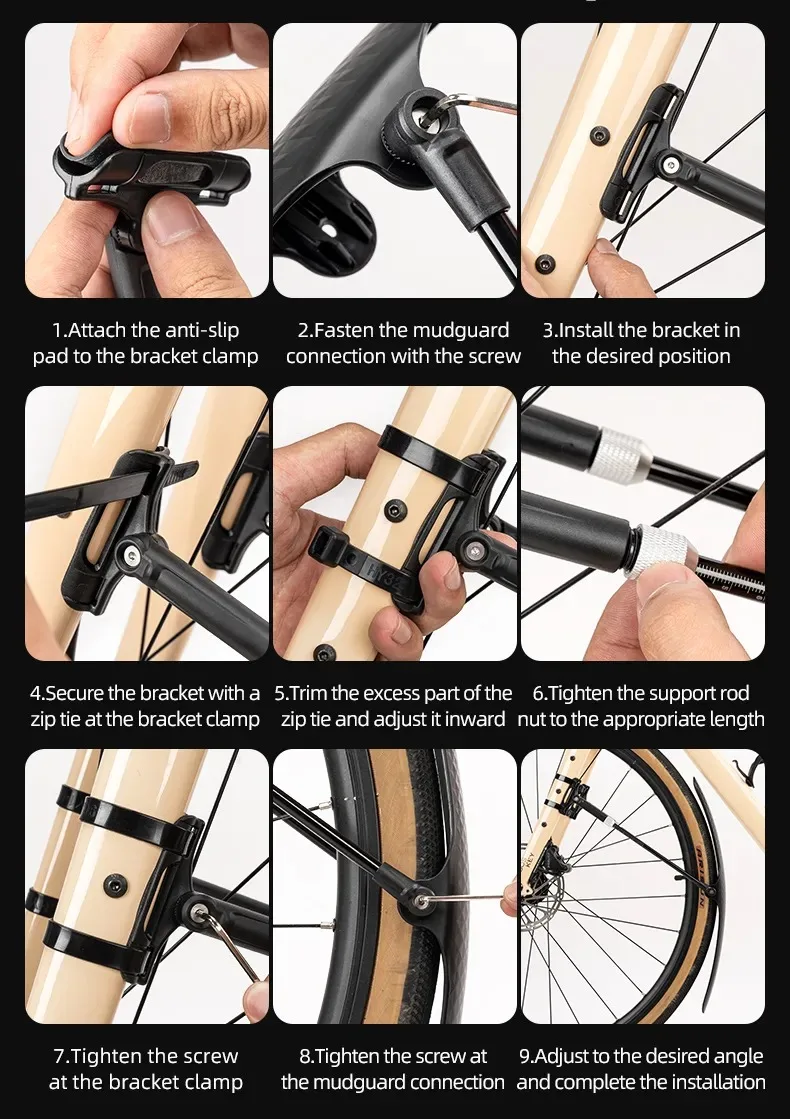 Road Cycling Fender Front/Rear Tire Bike Fender Easy Installation Aluminum Alloy Support Road Bicycle Fix Gear