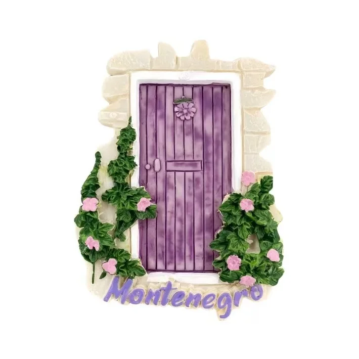 Montenegro Tourism Commemorative Creative Three Dimensional Purple Residential Wooden Door Decoration Magnet Refrigerator Sticke