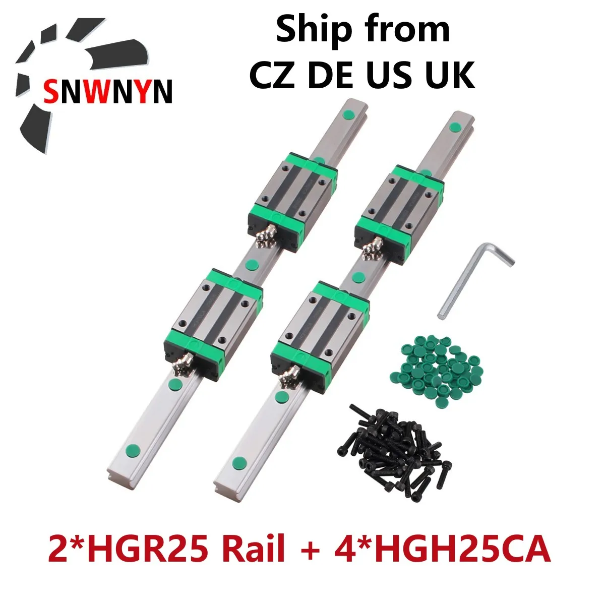 Trilho de Guia Linear Quadrado 3001500 mm Mais Pcs Hgh25ca Deslize o Transporte do Bloco para a Impressora 3d do Cnc Pcs Hgr25