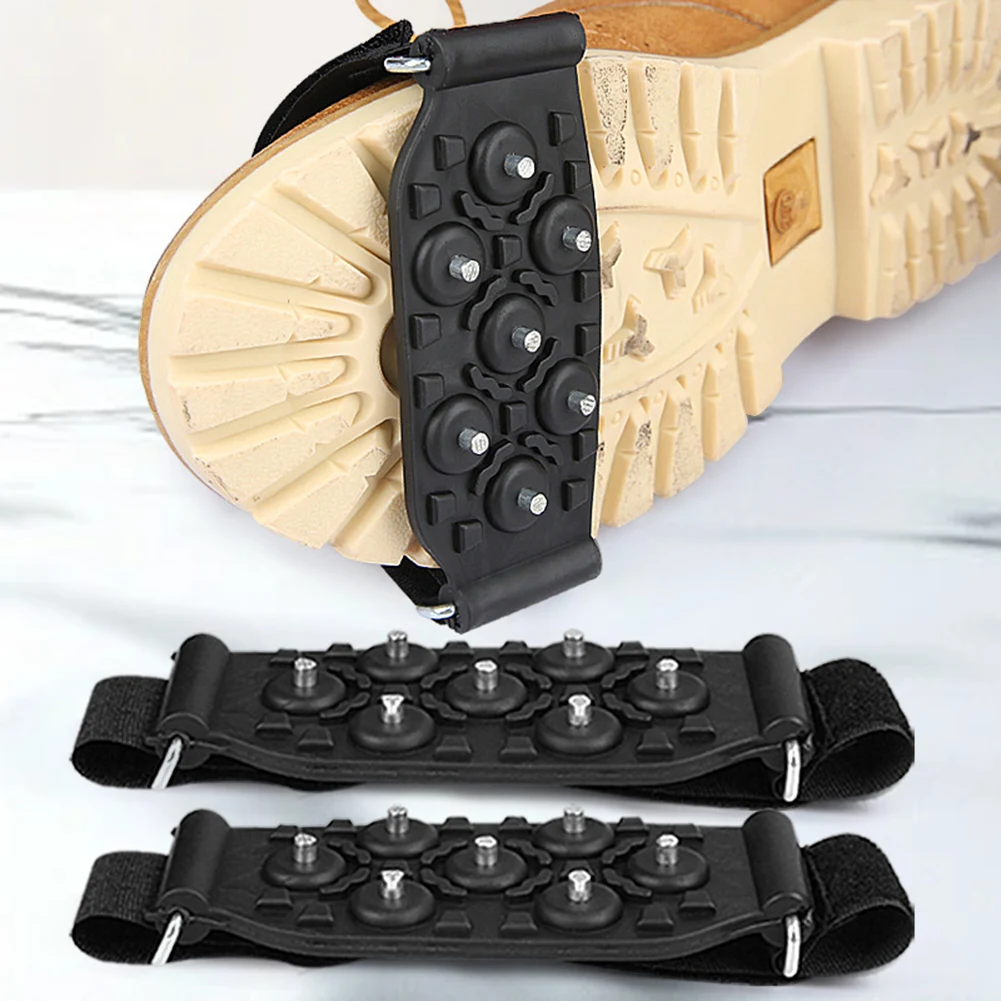 7 Teeth Snow Ice Claws Non-Slip Winter Ice Cleats Ice Crampons Walking Shoe Ice Spikes for Outdoor Mountaineering Camping