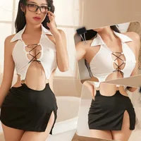Sexy Lingerie Woman Secretary Pack Hip Skirt Nightclub Large Uniform Temptation Sex Babydoll Erotic Sexy Cosplay Women's Costume 1