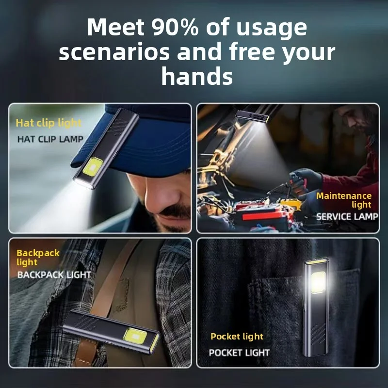 Compact Rechargeable LED Keychain Flashlight - 800 Lumens, Magnetic Pocket Torch