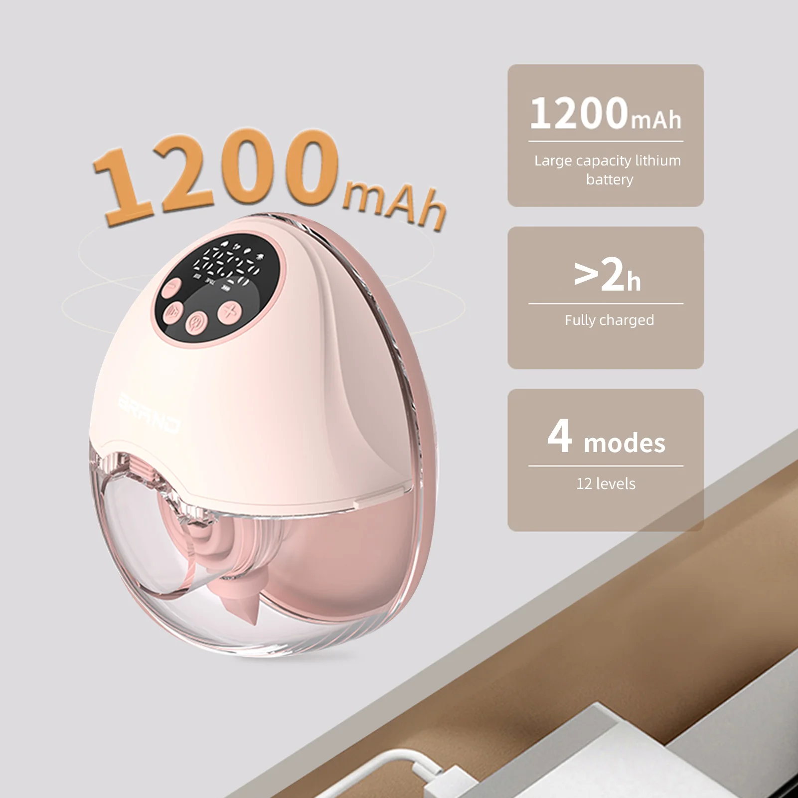 Hands Free Breast Pump 4 Modes 12Levels Auto Stop Wearable Breast Pump BPA-free Safe Double-Sealed Electric Cordless