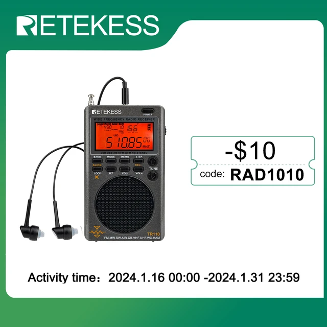 Retekess TR110 Radios Portatil AM FM Multibanda Rechargeable Ham