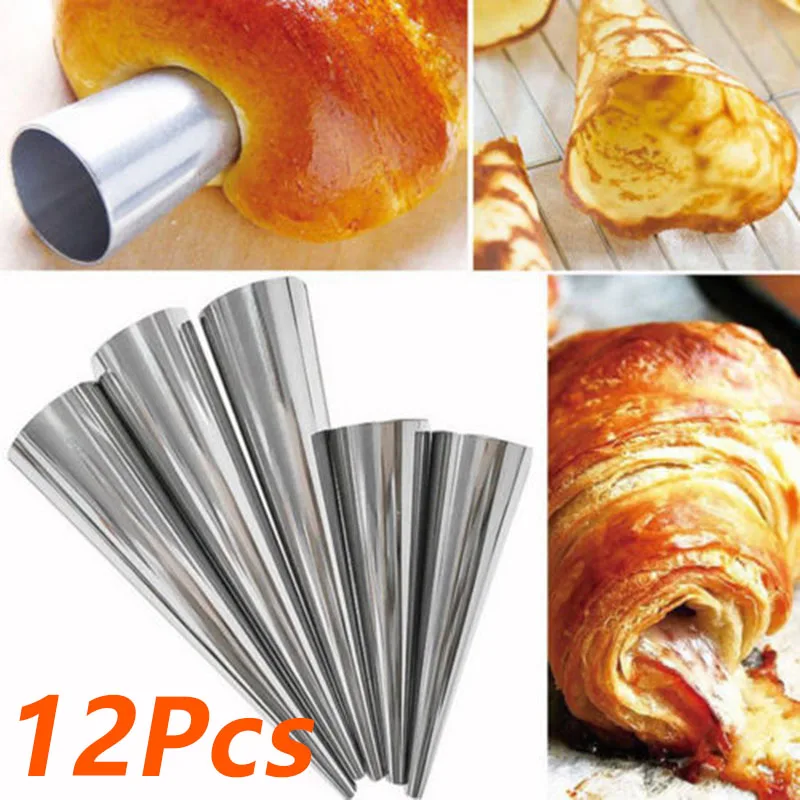 

12 шт. форма для выпечки канноли антипригарные формы для крема Круассанов форма для хлеба инструмент для выпечки Десерт магазин Кафе Ресторан принадлежности