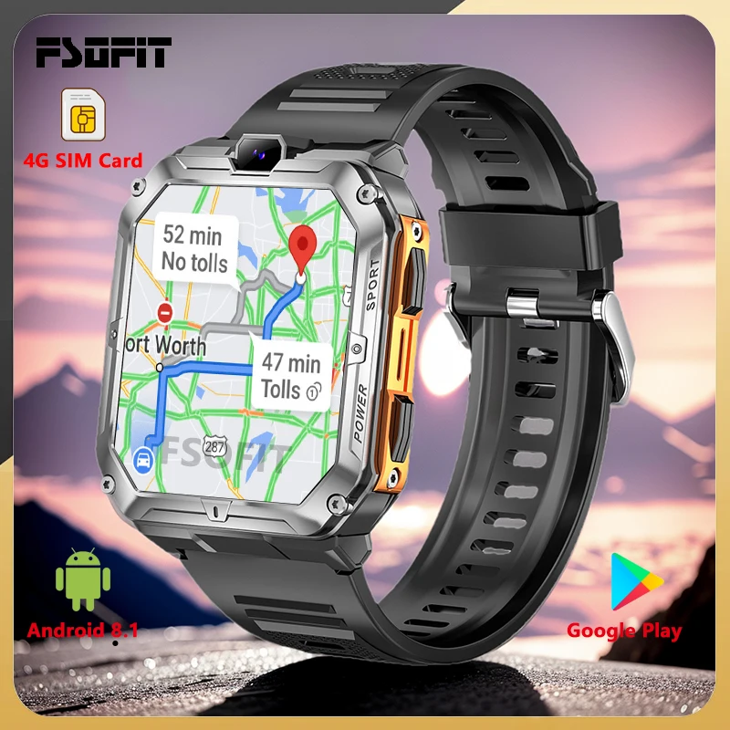 Doppia Fotocamera Smart Watch 4G Network Sim Card 1.96 Pollici Gps Wifi Nfc 16G Rom Google Play Ip67 Android Uomo Donna Fitness Smartwatch