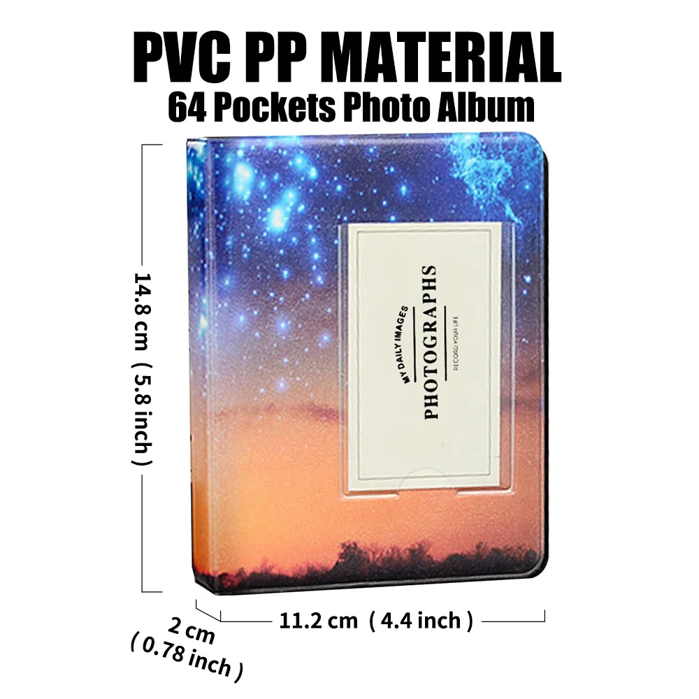 Sky Star Photo Album for Instax Mini 7 8 9 11 25 70 90 Link Instant Film Credit Card Size Photo Storage 1pc 64 Pockets
