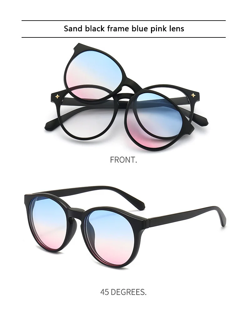 6-in-1 polarisierte Sonnenbrille für Herren und Damen, magnetische Clip-on-Brille, TR90, optische Brillengestelle mit Sehstärke, Magnetklammern 2231 – Detail 16