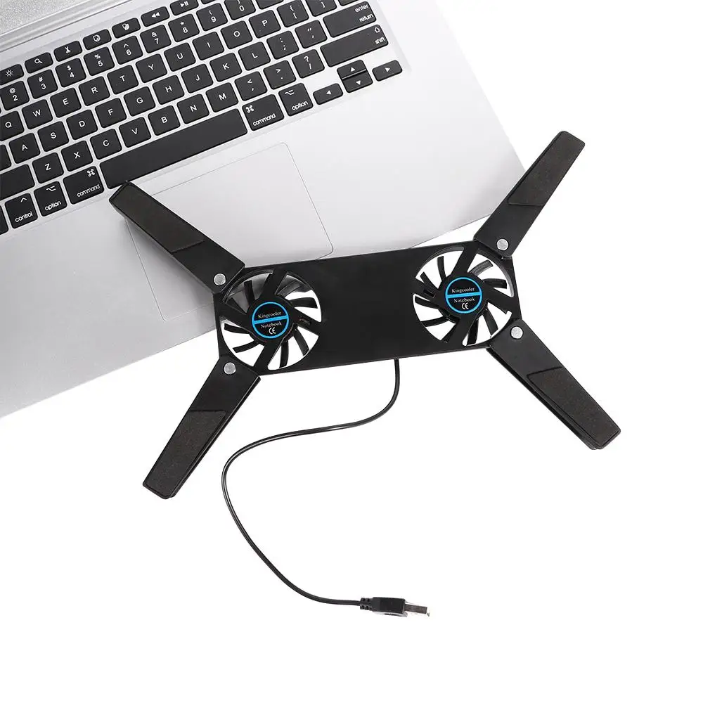 PortableSlimSmartLaptopCoolingPadUSBFan2FansCoolerPlugPlay